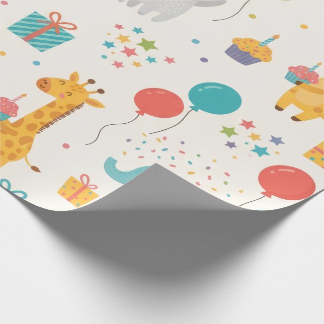 Papel de regalo para cumpleaños de niños – Animale (Esquina)