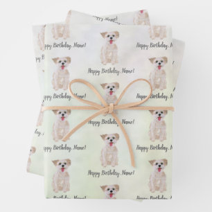 Papel de regalo para cumpleaños de perro Morkie