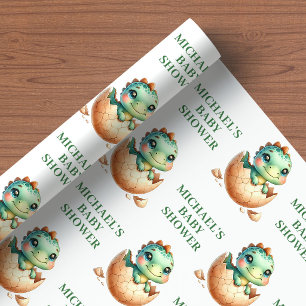 Papel de Regalo para Ducha de Bebé Dino Adorable q