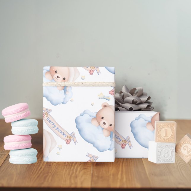 Papel de regalo para el 1er cumpleaños de osito de (Subido por el creador)