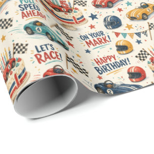 Papel de regalo para el 5º cumpleaños de coche de