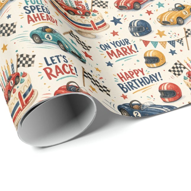 Papel de regalo para el 5º cumpleaños de coche de  (Esquina del rollo)