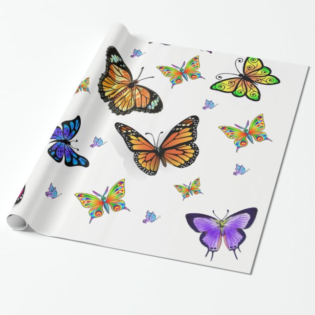 papel de regalo para envolver mariposas (Desenrollado)