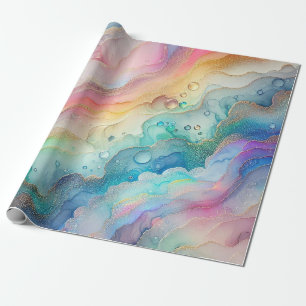 Papel de Regalo para Fiesta de Arcoíris y Burbujas