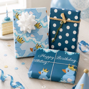 Papel de regalo para fiesta de cumpleaños de Pato 