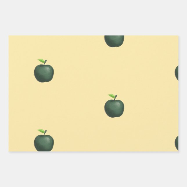 Papel de regalo para fiesta del profesor de manzan (Anverso)