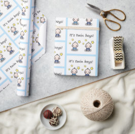 Papel de regalo para gemelos varones, papel de reg