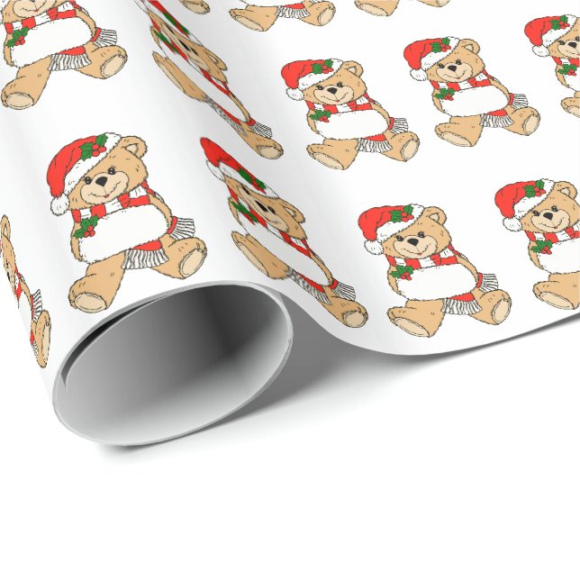 Papel de regalo para Navidades de oso de Santa Ted (Esquina del rollo)