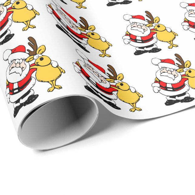 Papel de regalo para Navidades de renos y Santa (Esquina del rollo)