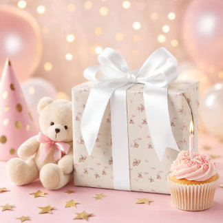 Papel de regalo para niña Coquette — Ositos y