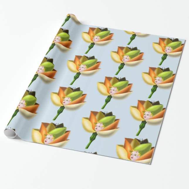 Papel de regalo para niña de las flores - Personal (Desenrollado)