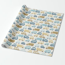 Papel de Regalo para Niño Autos y Camiones | Azul 