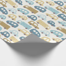 Papel de Regalo para Niño Autos y Camiones | Azul