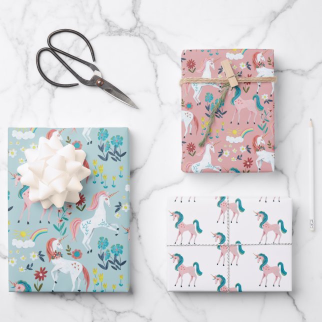 Papel de regalo para niños con patrón de arcoíris  (Anverso)