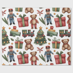 Papel de regalo para niños Navidad Toyland & Trene