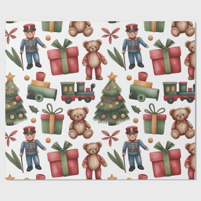 Papel de regalo para niños Navidad Toyland & Trene (Superficie plana)