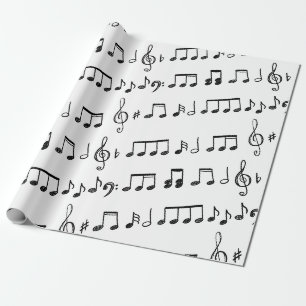 Papel de regalo para notas de música de hojas