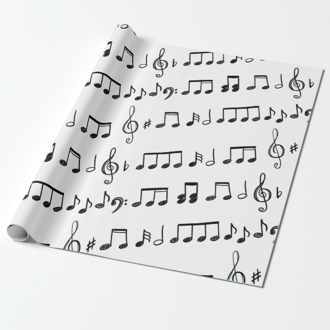 Papel de regalo para notas de música de hojas (Desenrollado)