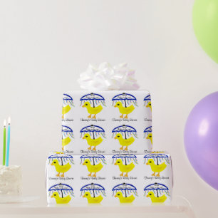 Papel De Regalo Paraguas Ducky amarillo de Baby Shower