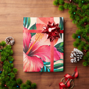 Papel De Regalo Paraiso Botánico de Hibisco Tropical Arte