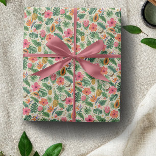 Papel de regalo Paraiso de frutas tropicales y hib