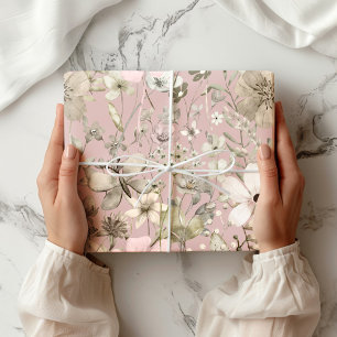 Papel De Regalo Paraíso floral rosa castaño pálido romance