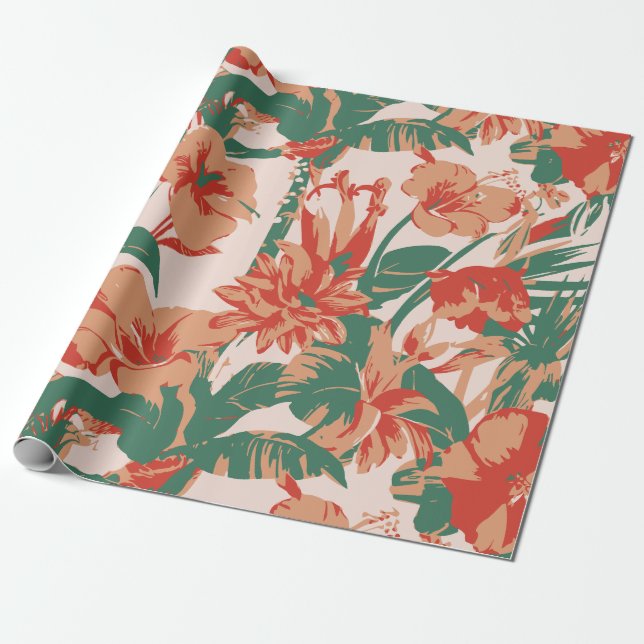 Papel De Regalo Paraíso floral tropical (Desenrollado)