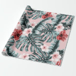 Papel De Regalo Paraíso rosa Isla tropical Floral Botánica<br><div class="desc">papel envolvente</div>