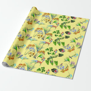 Papel De Regalo Paraíso tropical amarillo