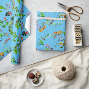 Papel De Regalo Paraíso tropical azul