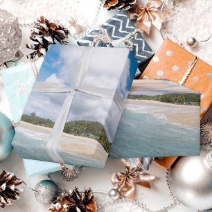 Papel De Regalo Paraíso tropical de ola oceánica azul Aqua