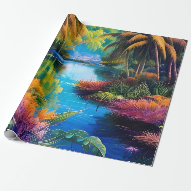 Papel De Regalo Paraíso tropical II (Desenrollado)