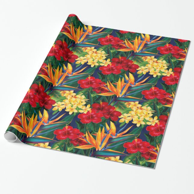 Papel De Regalo Paraíso Tropical Impresión de Alamante Floral de H (Desenrollado)