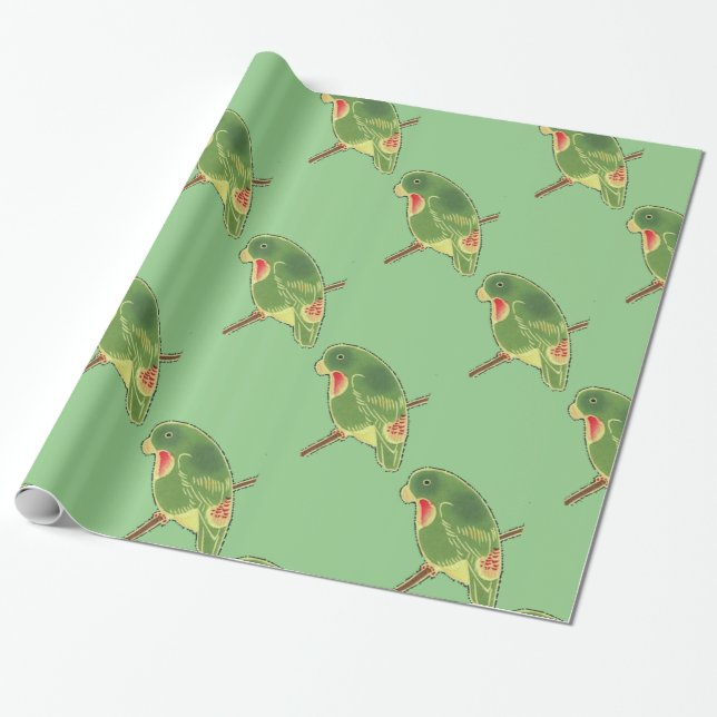 Papel De Regalo Parakeet verde tropical Thunder_Cove (Desenrollado)