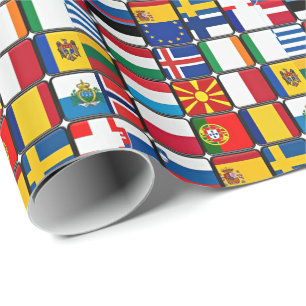 Papel De Regalo Parche de banderas europeas