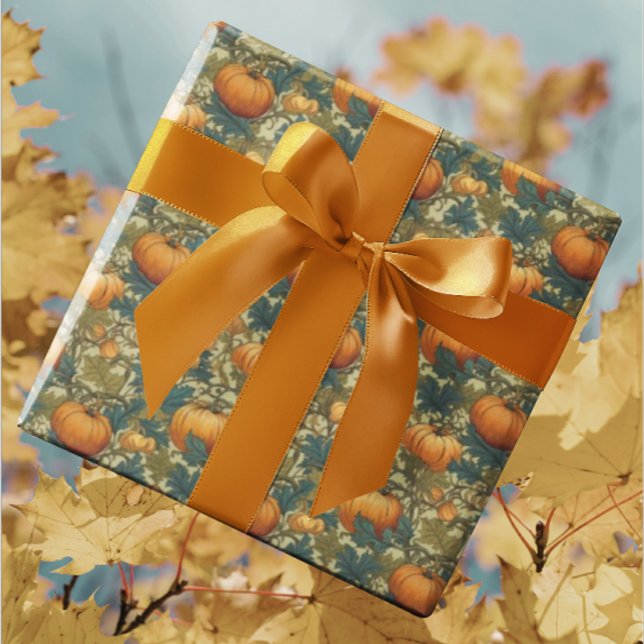 Papel De Regalo Parche de calabaza de otoño de William Morris (William Morris Pumpkin gift wrap supplies come in hand for autumn birthdays and hostess gifts!)
