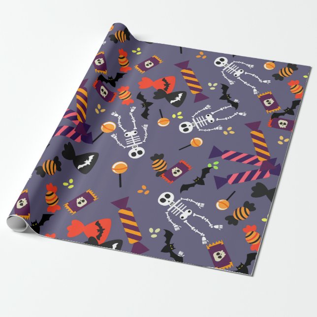Papel De Regalo Parche de calabaza y ajuste de regalo de Halloween (Desenrollado)