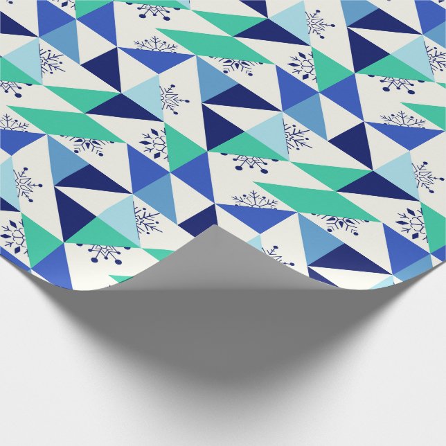 Papel De Regalo Parche de copos de nieve geométricos - Fondo claro (Esquina)