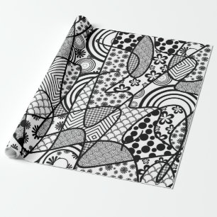 Papel De Regalo Parche de Patrón de Negro y Blanco 02