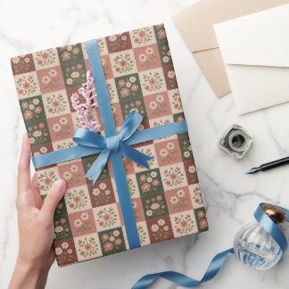 Papel De Regalo Parche Floral Rústico Sin Costuras