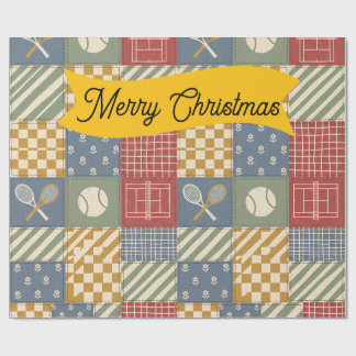 Papel De Regalo Parche Navideño Retro de Tenis Feliz Navidad