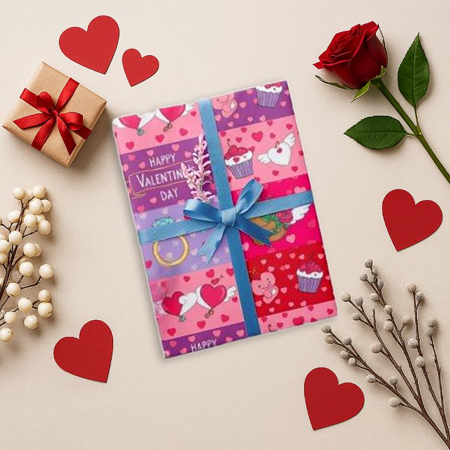 Papel De Regalo Parche Romántico Rosa Juguetón (Subido por el creador)
