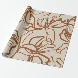 Papel De Regalo Pardo Floral pincel brazalete sin inconvenientes