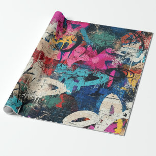 Papel De Regalo Pared de ciudad con grafitis granulados rosa azul