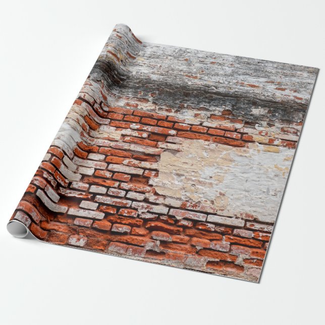 Papel De Regalo  pared de ladrillo en la carretera abandonada, abs (Desenrollado)