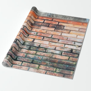 Papel De Regalo Pared de ladrillo rojo con stainsabstract, envejec
