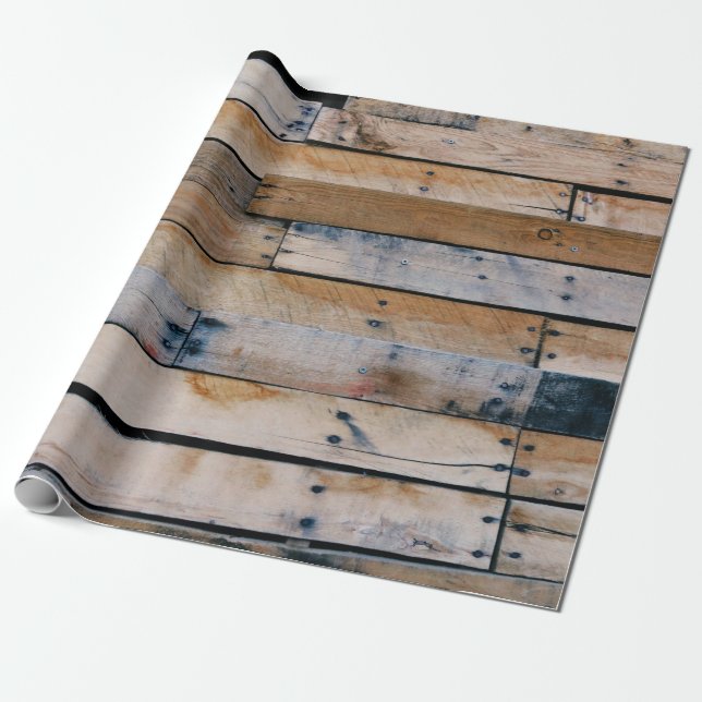 Papel De Regalo Pared de madera marrón (Desenrollado)