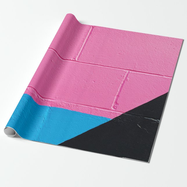Papel De Regalo Pared rosa y azul (Desenrollado)