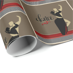Papel De Regalo Pareja de baile de salón silueta bronceado negro