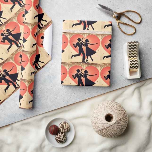 Papel De Regalo Pareja de baile de San Valentín de mediados de sig (Artesanía)